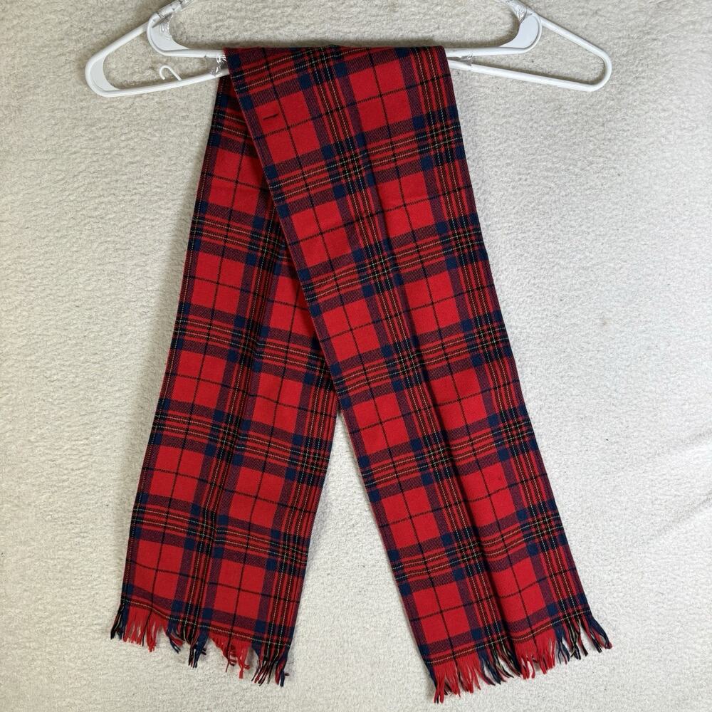 Vintage Pendleton Scarf Virgin Wool Red Plaid 58x9 USA Made Winter Warm
